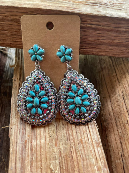 Double Turquoise Teardrop earrings