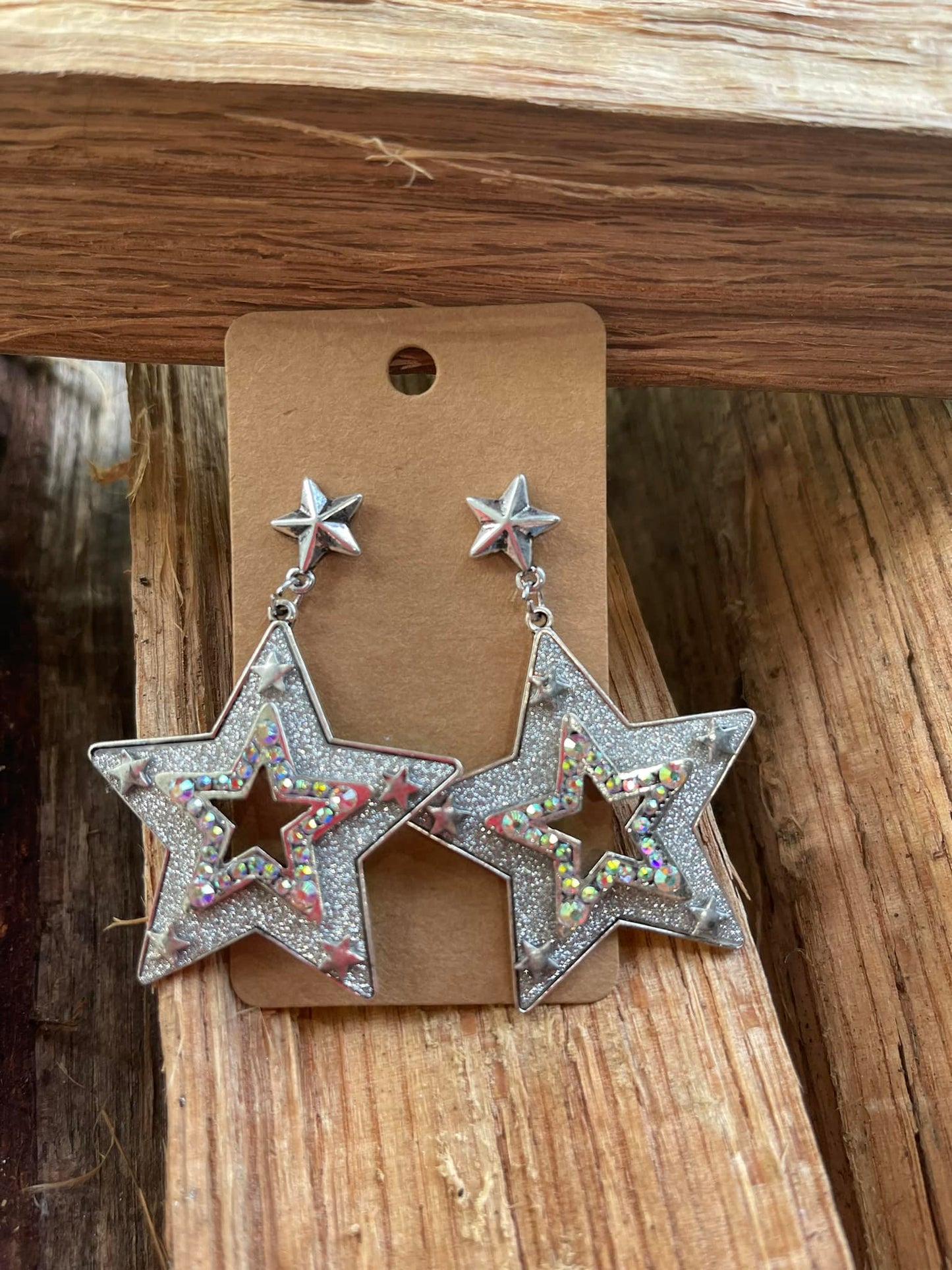 Rustic Bling Star Earrings